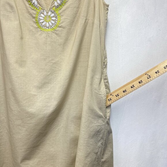 Calypso St Barth for Target Embellished Neck Tie Waist Shift Dress Women XS Tan - Picture 7 of 16